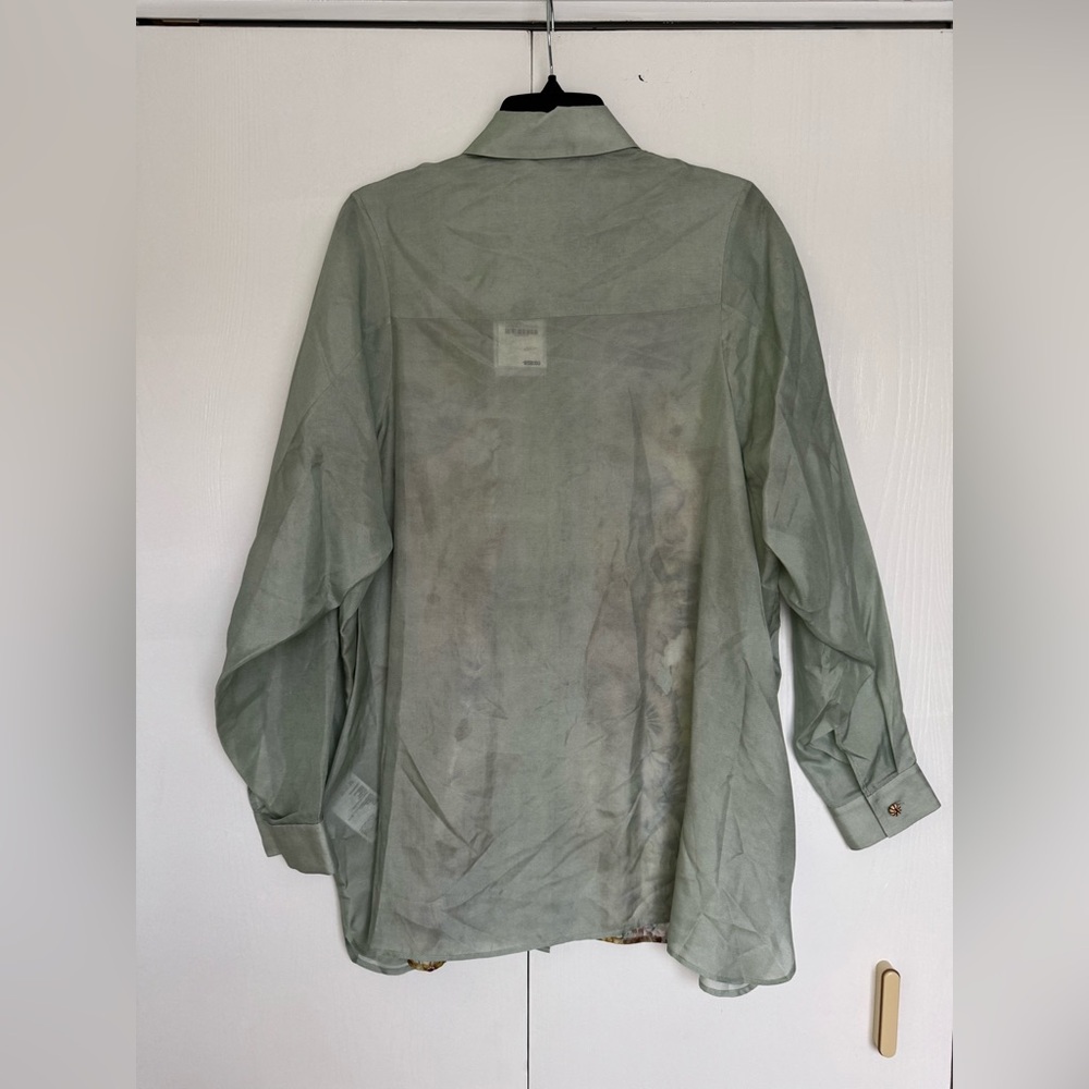 Final Zimmermann Coco Floral Silk Relaxed-Fit Shirt & Trousers Set Sage AU2 US8 - Picture 7 of 16